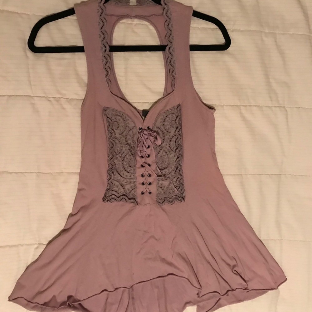 Free people tunic tank lace up
